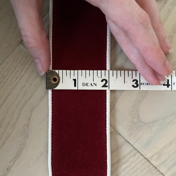 Vintage Givenchy Suede Burgundy and White Leather Piped Belt main image 6
